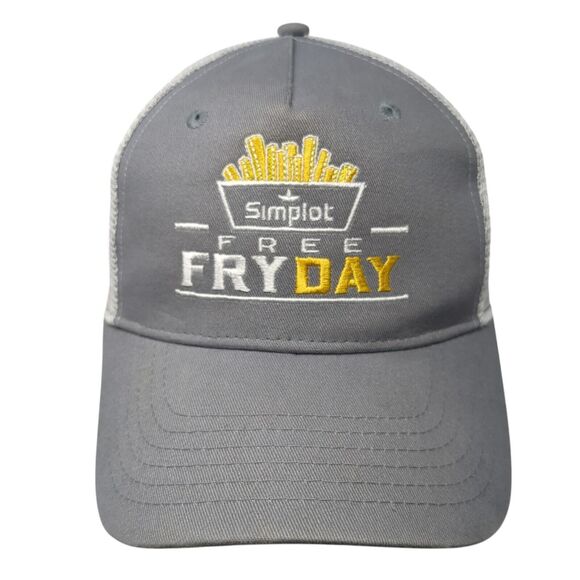 Simplot Free Fry Day Snapback Trucker Hat Gray OS Adjustable Mesh Quake City Cap - Picture 1 of 8